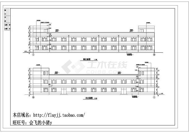 长51.36米 宽9米 2层局部3层726平米框架结构木业公司厂房建筑设计施工图-图一