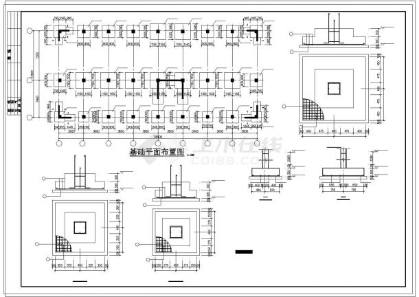 某办公商务楼底框结构施工设计cad图纸-图二