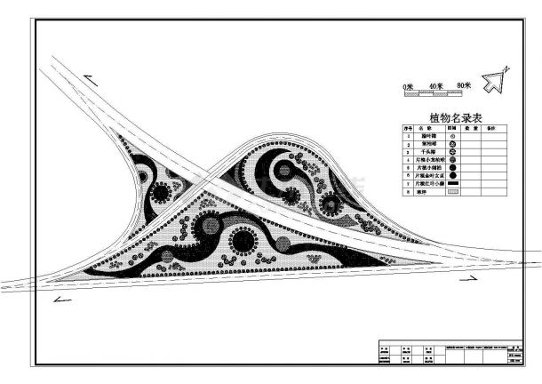 高安市某地道路交叉口道路绿化设计规划cad图纸，共一份资料-图一