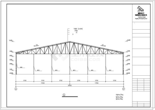 钢结构气楼结构设计CAD施工图-图一
