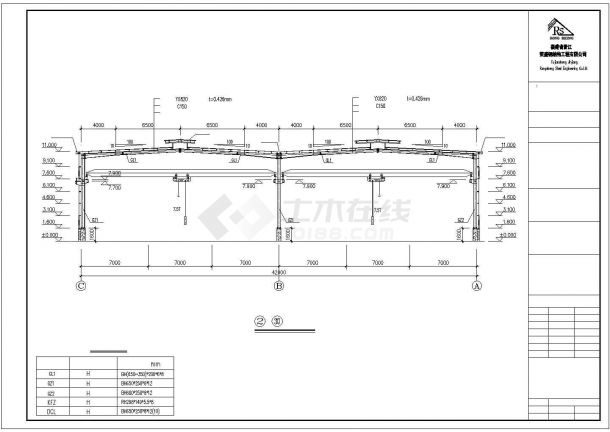 钢结构气楼结构设计CAD施工图-图二