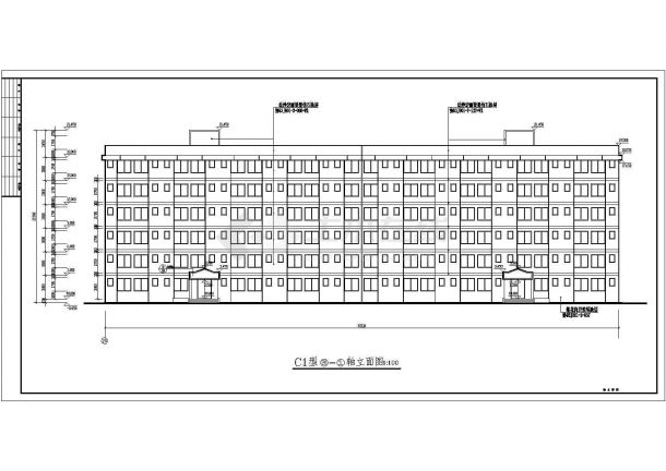 某六层砖混结构现代学生公寓设计cad全套建筑施工图（标注详细）-图一