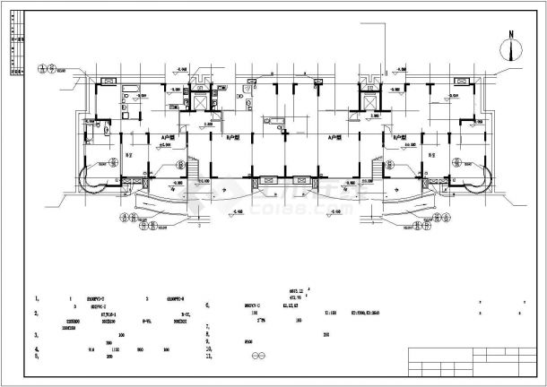乐山市沁歆苑小区5600平米11+1层框剪结构板式住宅楼建筑设计CAD图纸-图一