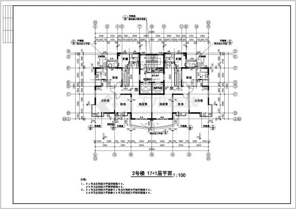 苏州湖鸢家园小区18层框架结构住宅楼全套平面设计CAD图纸（含电梯层）-图二