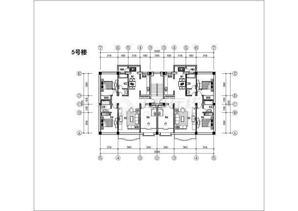 某现代新型六层砖混楼建筑全套设计施工方案CAD图纸-图二