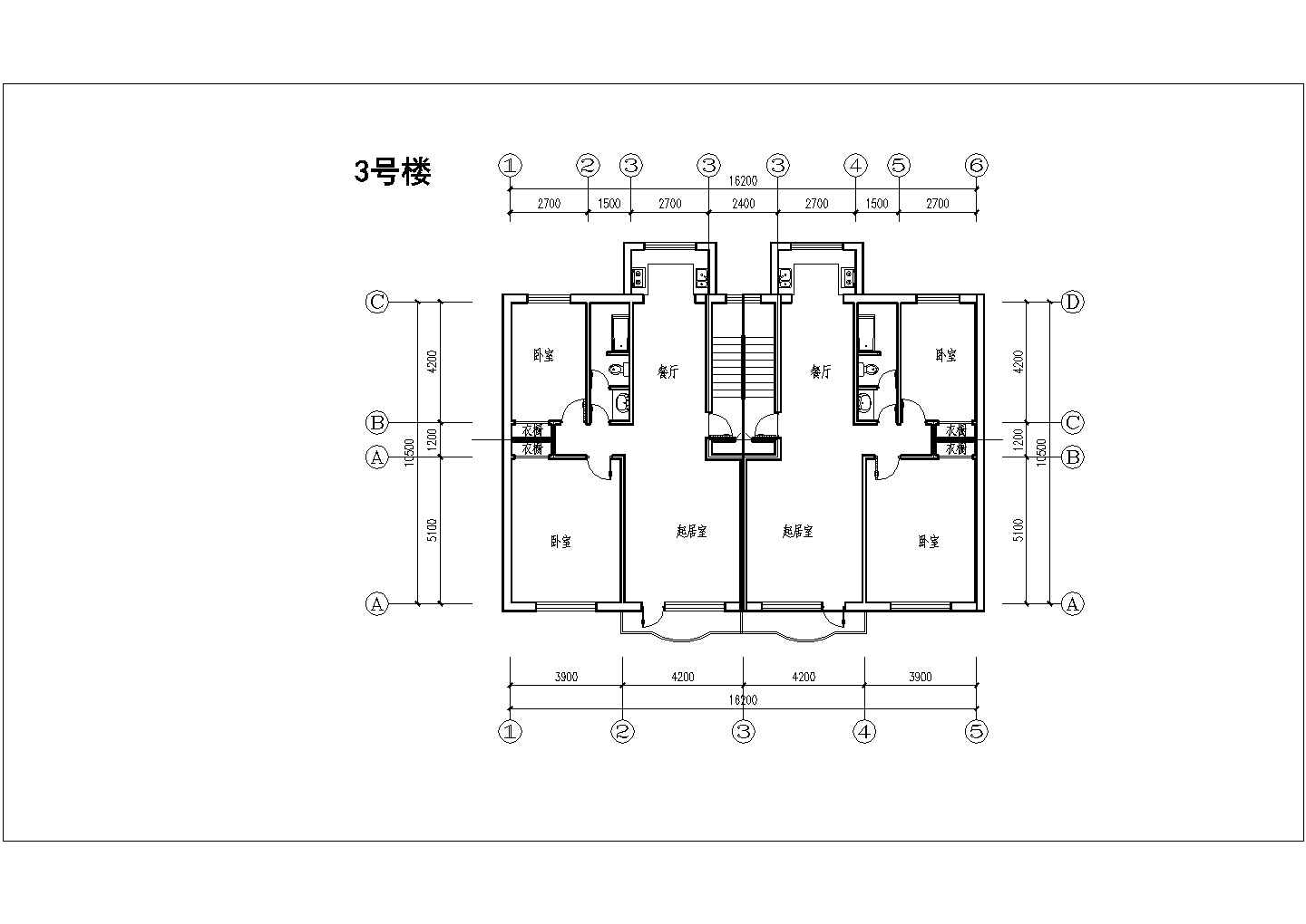 某现代新型六层砖混楼建筑全套设计施工方案CAD图纸