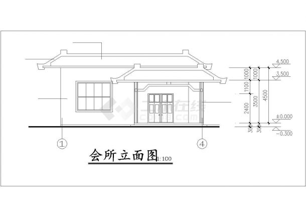 汾阳市薇馨家园小区单层砖混结构业主会所平立面设计CAD图纸-图二
