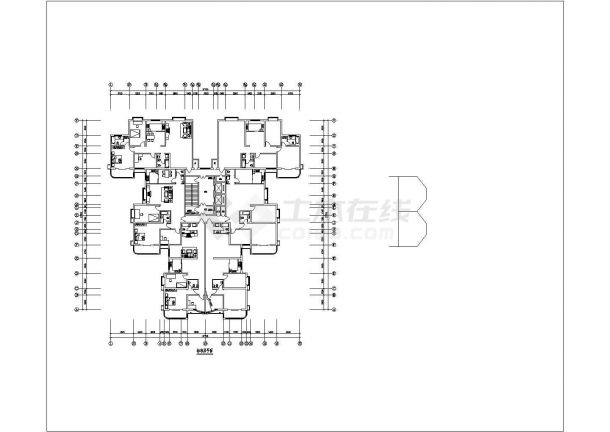 某现代点式高层住宅楼建筑全套户型设计施工方案CAD图纸-图二