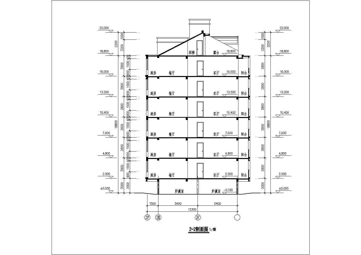 某现代多层底商住宅楼建筑全套设计施工方案CAD图纸