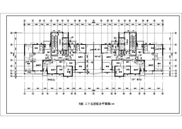 某现代商业住宅小区标准层建筑全套设计施工方案CAD图纸_图1
