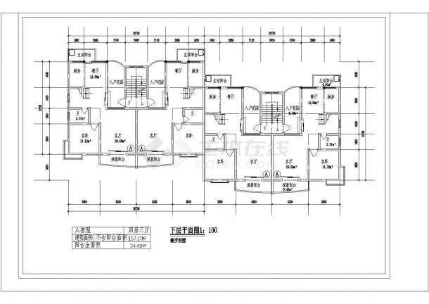 某现代小区建筑全套户型设计施工方案CAD图纸-图一
