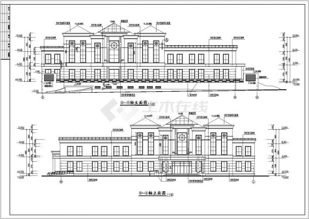 某现代小区高档会所建筑全套设计施工方案CAD图纸-图二
