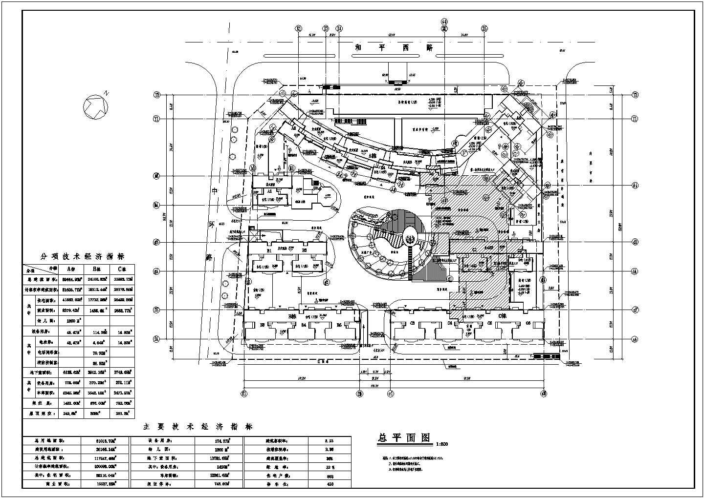 滁州市顺岸花园小区总平面规划设计CAD图纸（占地3.1万平米）