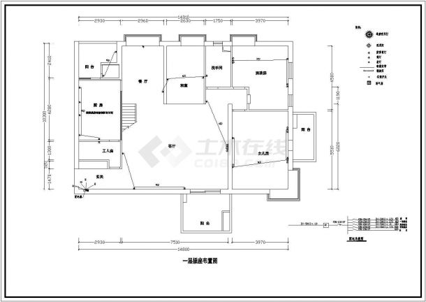 某二层框架结构豪宅室内装修设计cad全套施工图（甲级院设计）-图一