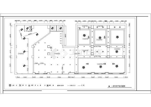 某二层现代高档酒店室内装修设计cad全套施工图（标注详细）-图二