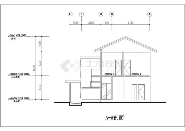 某两层斜屋顶私人别墅建筑施工图-图二