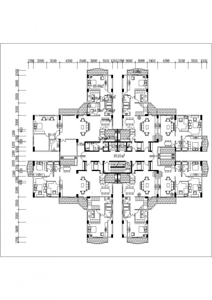 台州市鑫园家园小区14层框架结构高层公寓住宅楼平立面设计CAD图纸_图1