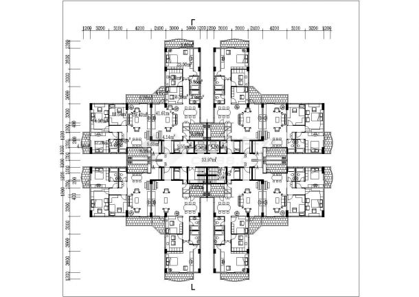 台州市鑫园家园小区14层框架结构高层公寓住宅楼平立面设计CAD图纸-图二