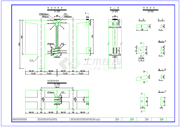 40米预应力T梁全套施工CAD设计图纸-图二