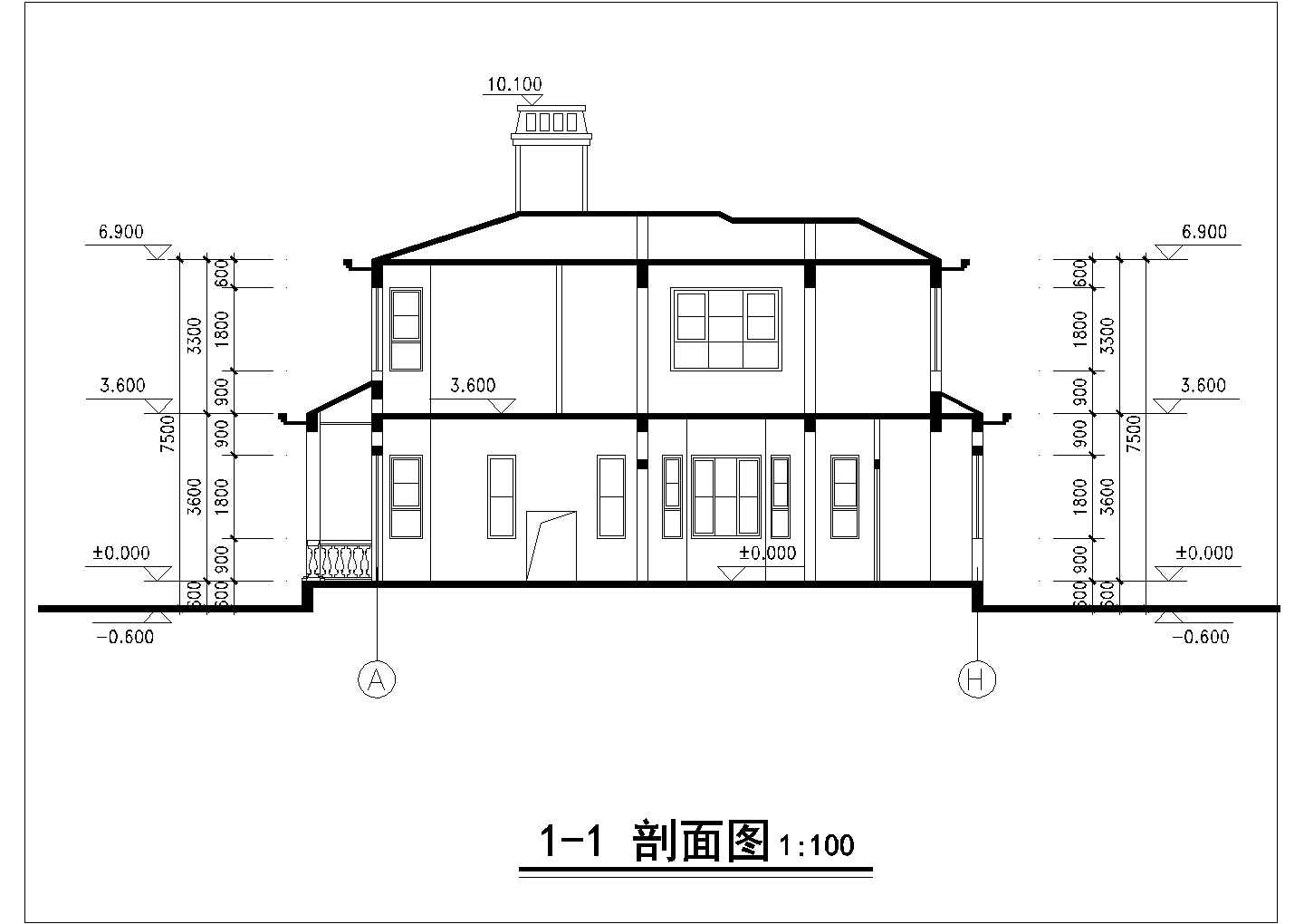  2层别墅建施【平立剖】.cad