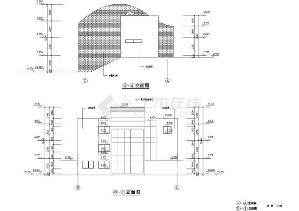 某三层弧形屋顶别墅建筑施工图-图一