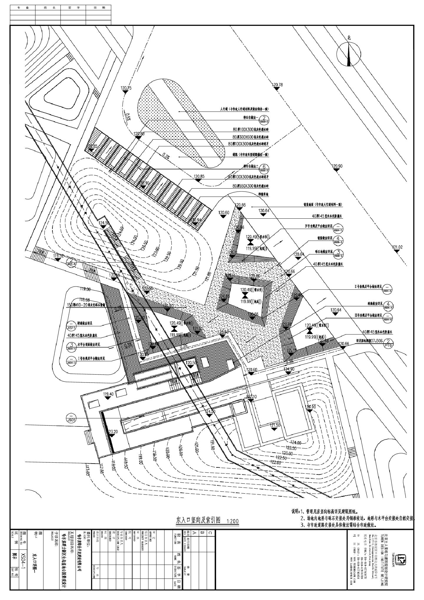 哈尔滨群力新区生态湿地公园景观设计-XS04-1东入口详图CAD图
