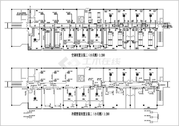 【上海市某装修设计所】三种办公空调cad设计方案-图二