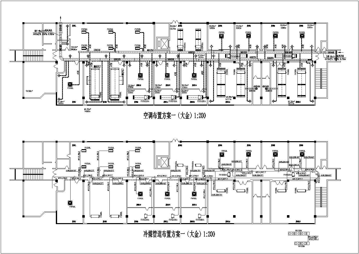 【上海市某装修设计所】三种办公空调cad设计方案