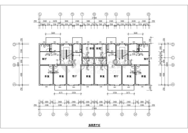 许昌市辰龙花园小区5层框架结构住宅楼建筑设计CAD图纸（含阁楼层）-图一