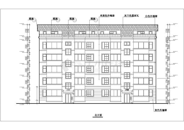 许昌市辰龙花园小区5层框架结构住宅楼建筑设计CAD图纸（含阁楼层）-图二