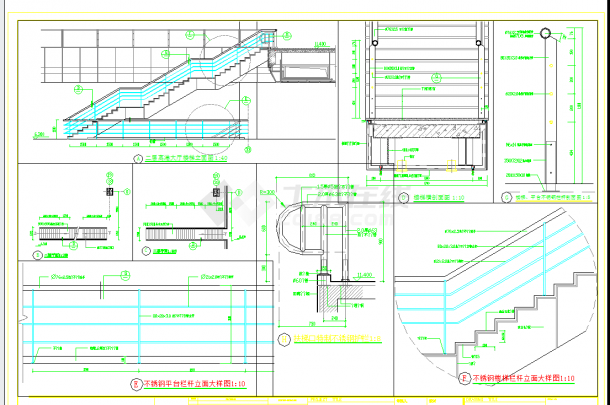 某地机场不锈钢栏杆大样CAD图纸-图一