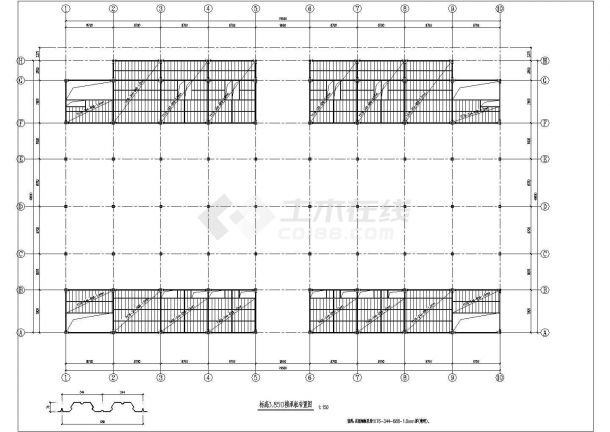 [施工图][陕西]地上二层钢网架结构农贸市场结构CAD建筑设计施工图-图二