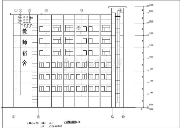 南京市某实验小学6层砖混结构教师住宅楼建筑设计CAD图纸（含天面层）-图一