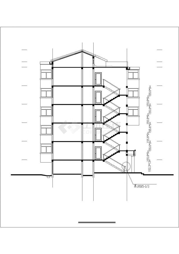阜阳市锦泰花园小区4300平米5层框架结构住宅楼全套建筑设计CAD图纸-图一