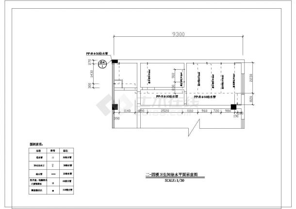 某地高层办公楼给排水系统平面CAD图纸-图二