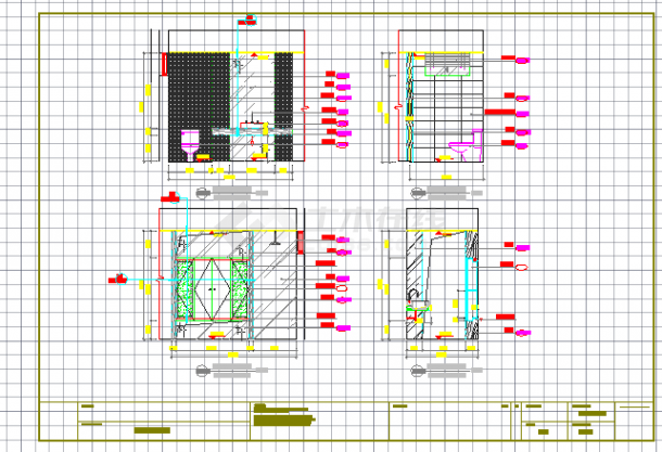 豪华宾馆住宅楼卫生间设计建筑施工cad图，共二张-图一