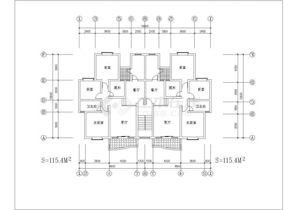 某小区住宅建筑设计施工全套户型详细方案CAD图纸-图二
