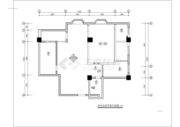 安徽省池州市室内家装设计cad装修平面施工设计图-图一