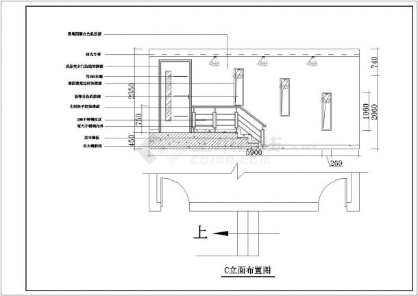 装修设计南京市某室内设计装修cad平面施工方案图纸-图二