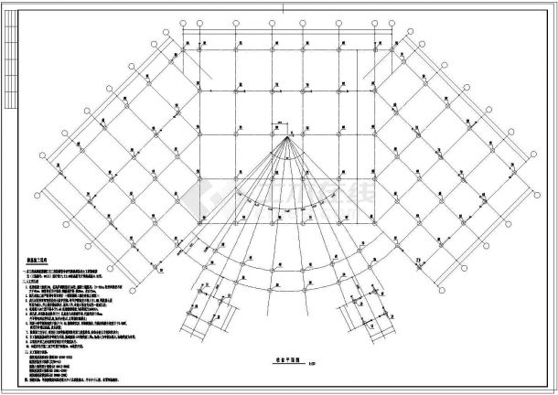 框架结构学校食堂结构设计CAD施工图纸-图一