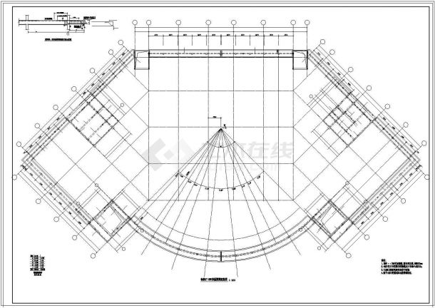 框架结构学校食堂结构设计CAD施工图纸-图二