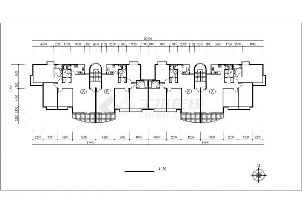 成都市万兴路某社区6层砖混结构住宅楼平立面设计CAD图纸-图一