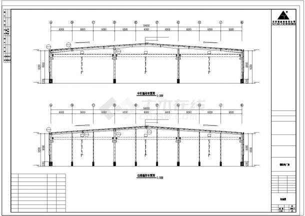 厂房设计_漯河54x102米钢结构厂房cad施工图-图二