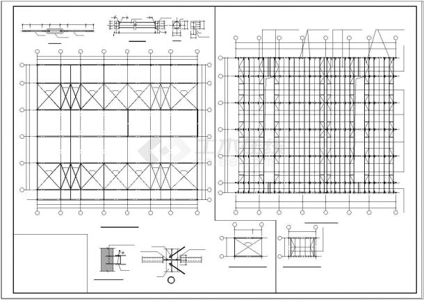 某地汽车展厅4S店钢结构cad设计施工图纸-图一