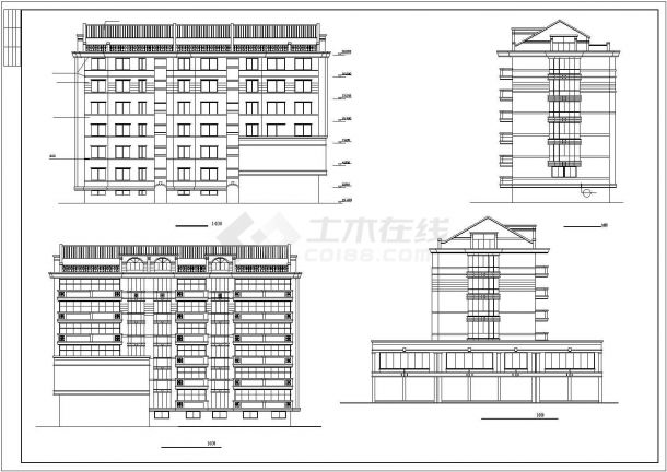 沈阳市大池路广岚花园小区6层砖混结构商住楼全套建筑设计CAD图纸-图二