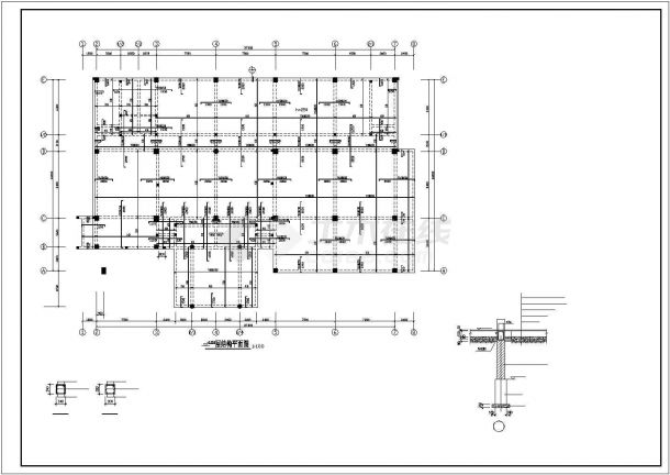江苏某六层框架结构办公楼结构CAD图-图二
