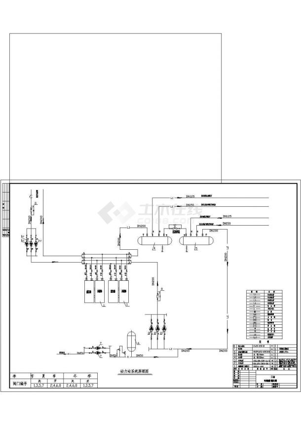 宾馆中央空调系统机房（涡旋机）原理设计cad图，共两张-图一