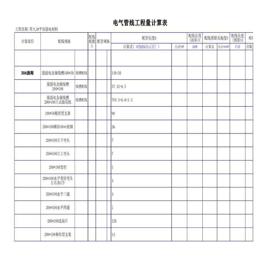 商业学校安装工程量计算表格-图一