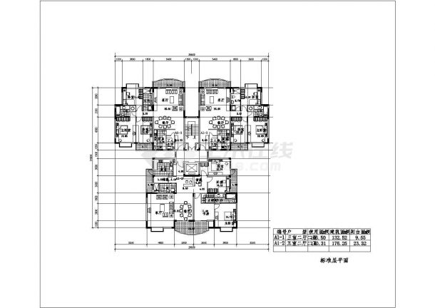 重庆市某小区17层商品房住宅建筑设计平面施工CAD图-图二