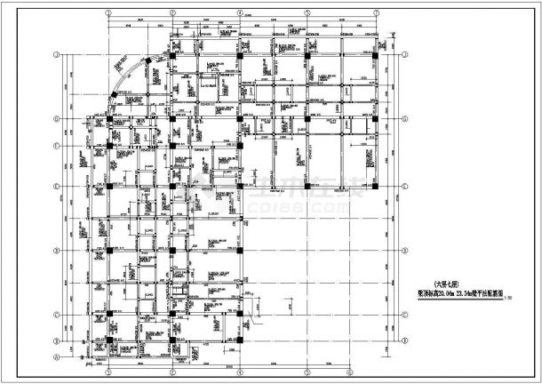 某框架结构商厦结构cad施工设计图纸-图一